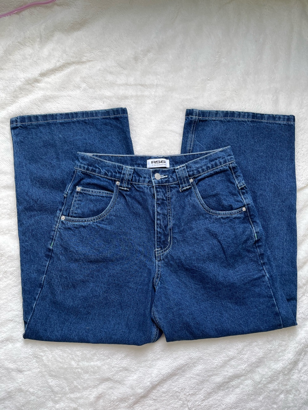 RSQ Jeans Mens Blue Low Rise Extreme Baggy Wide Leg Skater Denim 27